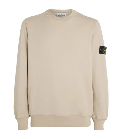Stone Island Cotton Compass Logo Sweatshirt In Neutral