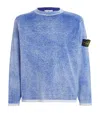 Stone Island Men's Raw Hand Light Cotton Crewneck Jumper With Airbrushed Interior Sweater In Blue