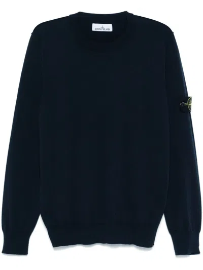 Stone Island Compass-patch Crew-neck Sweatshirt In Blue