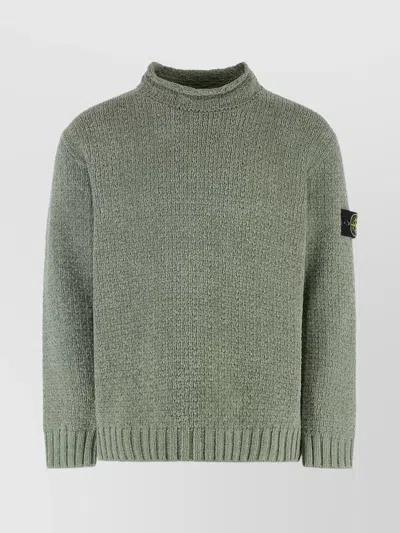 STONE ISLAND COTTON CREW NECK SWEATER WITH RIBBED EDGES