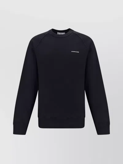 Stone Island Cotton Crew Neck Sweatshirt In Black