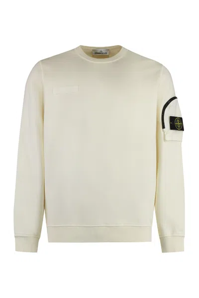 Stone Island Cotton Crew-neck Sweatshirt In Ivory