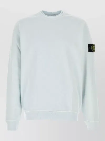 Stone Island Cotton Crew Neck Sweatshirt Long Sleeves In Blue