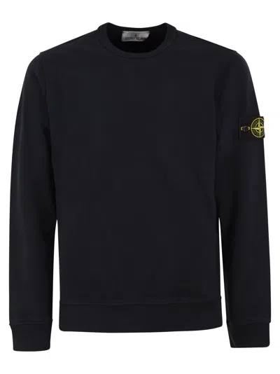 Stone Island Cotton Crew Neck Sweatshirt With Compass Badge In Blue