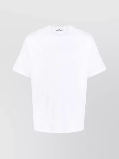 Stone Island Cotton Crew Neck T-shirt With Embroidered Logo In White