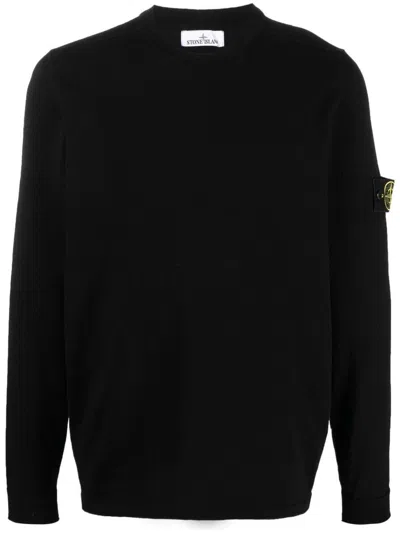 Stone Island Cotton Crewneck Sweater In Black