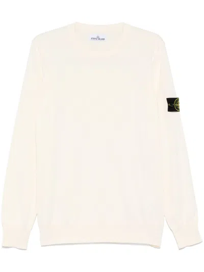 Stone Island White Minimalist Long-sleeve Pullover Sweater