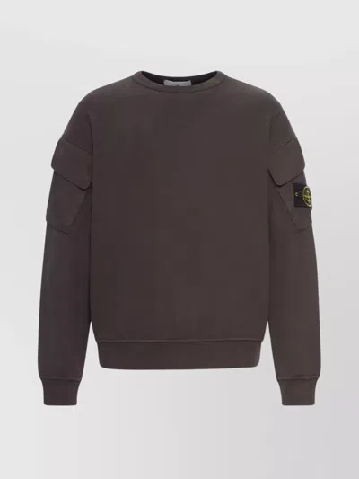 STONE ISLAND COTTON CREWNECK SWEATSHIRT LOGO PATCH