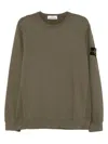 Stone Island Organic Cotton Sweatshirt With Removable Logo Patch In Brown