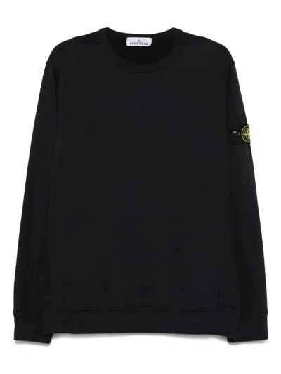 Stone Island Cotton Fleece Crew Neck Sweatshirt Clothing In Black