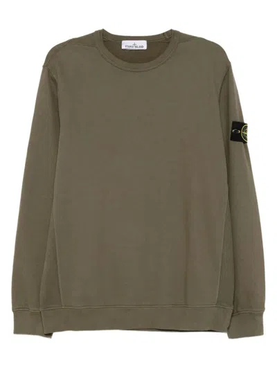 Stone Island Cotton Fleece Crew Neck Sweatshirt Clothing In Brown