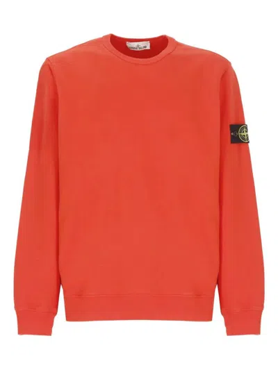 Stone Island Cotton Fleece Crew Neck Sweatshirt Clothing In Red