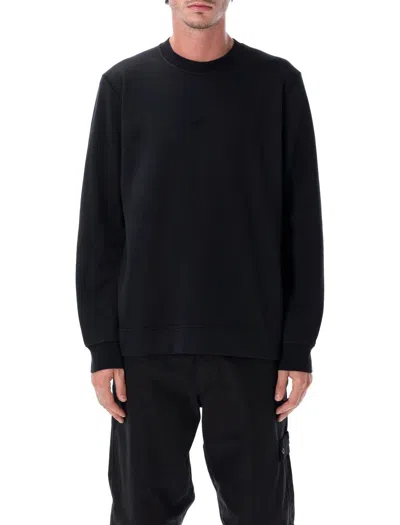 Stone Island Cotton Fleece Crew Neck Long Sleeve Sweatshirt In Black