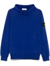 Stone Island Men's Cotton Fleece Hooded Sweatshirt With Pouch Pocket In Blue