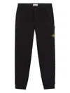 Stone Island Cotton Fleece Sweatpants With Elasticated Waistband In Black