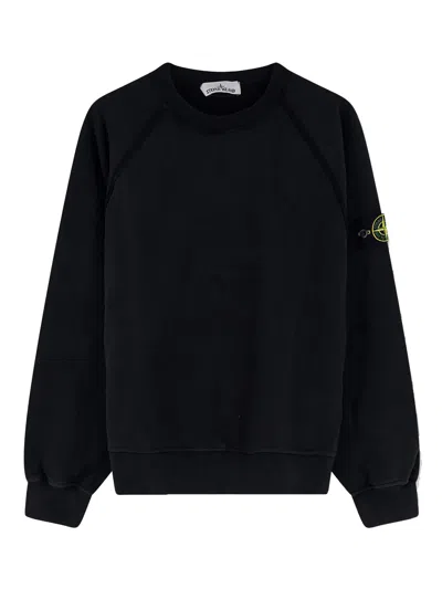 Stone Island Cotton Fleece Sweatshirt In Black