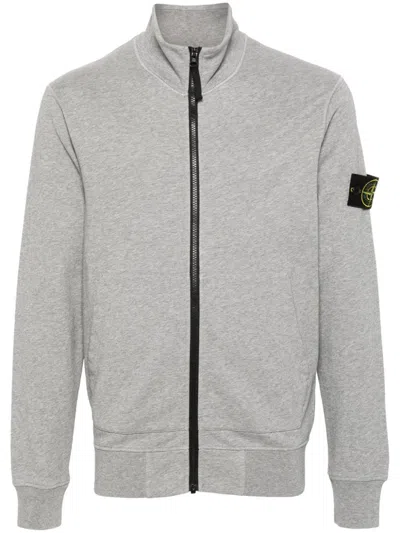 Stone Island Hooded Full Zipper Sweatshirt In Grey