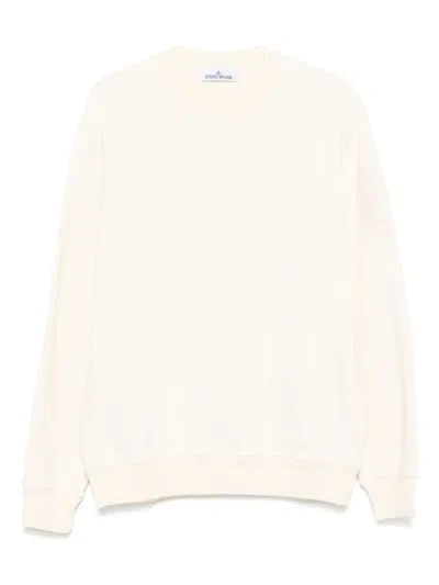 Stone Island Cotton Fleece Sweatshirt In V0093 Ivory