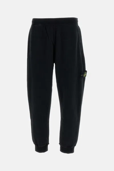 Stone Island Cotton French Terry Jogger Pants In Black
