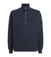 Stone Island Zip-up Sweatshirt With Ribbed Inlays In Blue