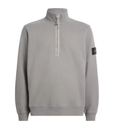 STONE ISLAND COTTON HALF-ZIP SWEATSHIRT