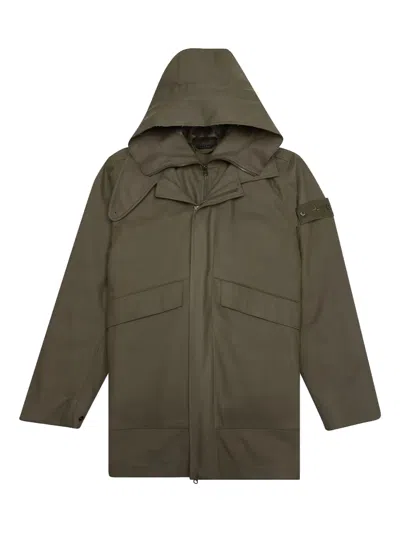 Stone Island Cotton Hooded Jacket In Green