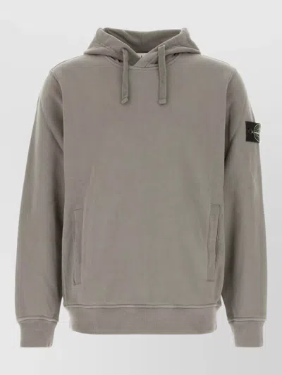 Stone Island Cotton Hooded Sweatshirt Casual Style Pockets In Gray