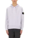 Stone Island Grey Melange 64120 Brushed Fleece Hooded Sweatshirt