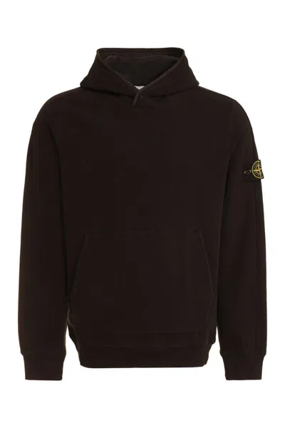 Stone Island Cotton Hoodie Front Pocket In Brown
