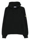 Stone Island Organic Cotton Fleece Hoodie In Black
