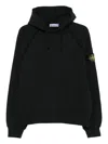 Stone Island Brushed Organic Cotton Fleece Oversized Fit Hoodie Clothing In Black