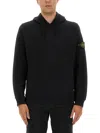 Stone Island Black Fleece Cotton Hoodie In Black