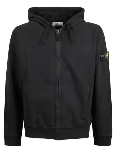 Stone Island Cotton Hoodie In Black