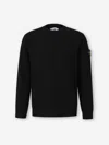 Stone Island Organic Cotton Crew Neck Long Sleeve Top In Black