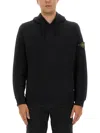 Stone Island Brushed Organic Cotton Fleece Sweatshirt In Black