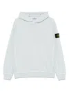 Stone Island Hooded Sweatshirt With Slub Effect In Blue