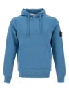 Stone Island Long-sleeved Hooded Sweatshirt In Blue