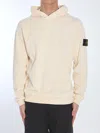 Stone Island Cotton Hoodie In Cream