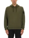 Stone Island Hooded Sweater With Drawstring And Pockets In Green