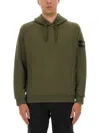 Stone Island Hooded Sweater With Drawstring And Pockets In Green