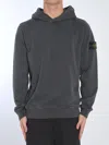 Stone Island Compass Patch Hooded Sweatshirt In Gray
