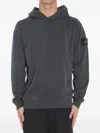Stone Island Compass Patch Hooded Sweatshirt In Gray