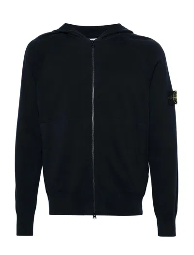 Stone Island Cotton Hoodie In Navy