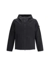 Stone Island Compass-patch Hooded Jacket In Black