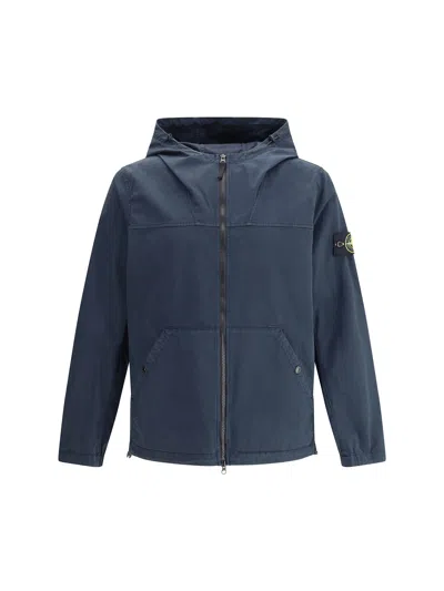 Stone Island Cotton Jacket In Blue