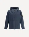 Stone Island Logo Patch Zip-up Jacket In Blue