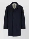 Stone Island Cotton Jacket With Long Sleeves And Back Vent In Blue