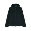 Stone Island Short Parka With Elastic Hem And Hood In Blue