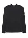 Stone Island Crew Neck Sweatshirt In Cotton Jersey In Black