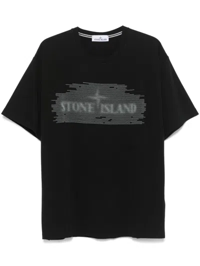 Stone Island Cotton Jersey T-shirt In 黑色